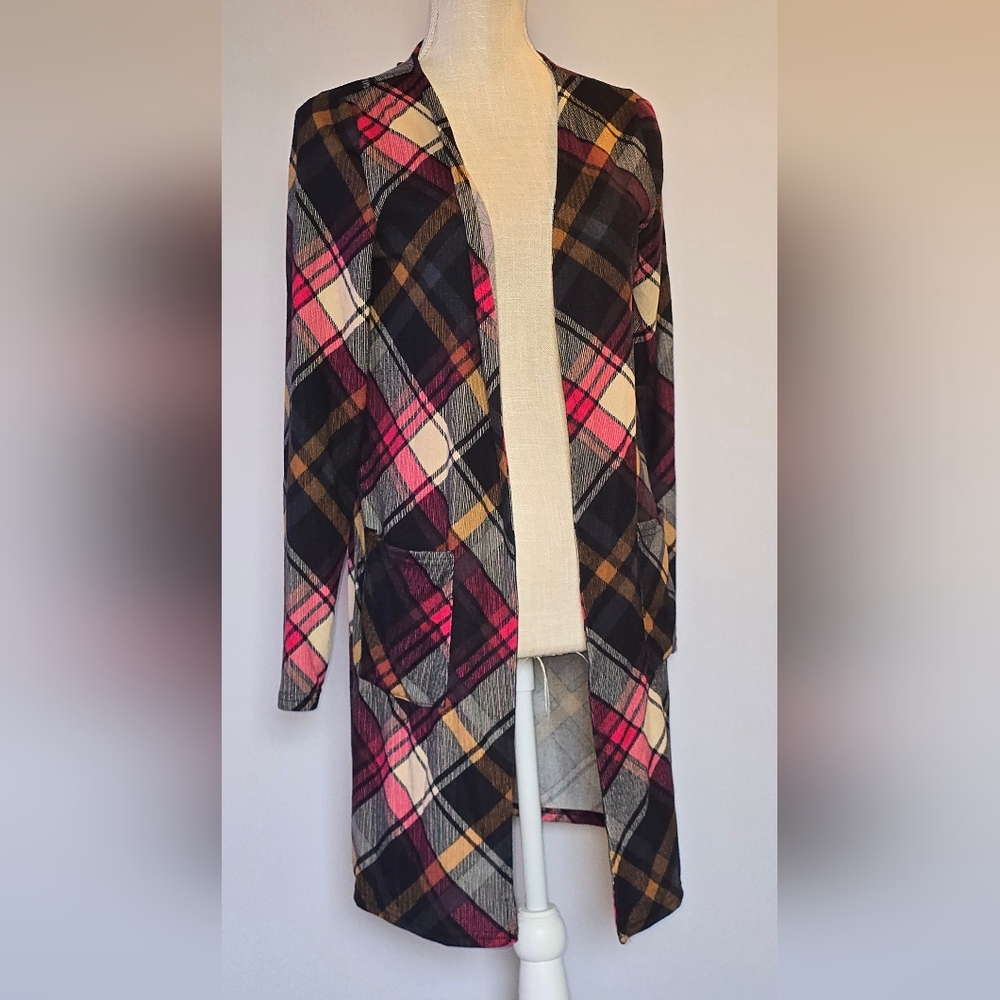 Plaid Women's Cardigan Sweater